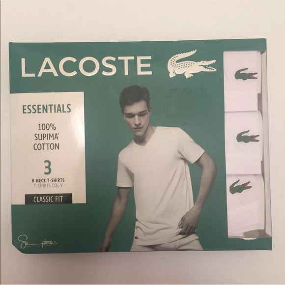 Lacoste 3pk Vneck Mens Undershirts 